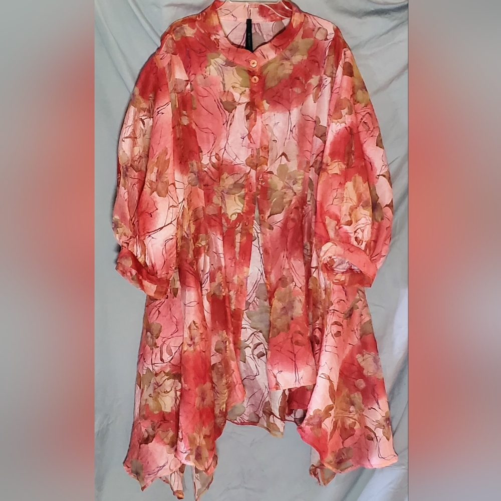 Sheer floral tunic